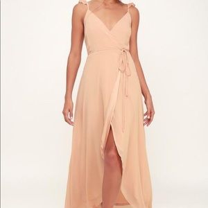 Lulu’s Here's to Us Blush Pink High-Low Wrap Dress